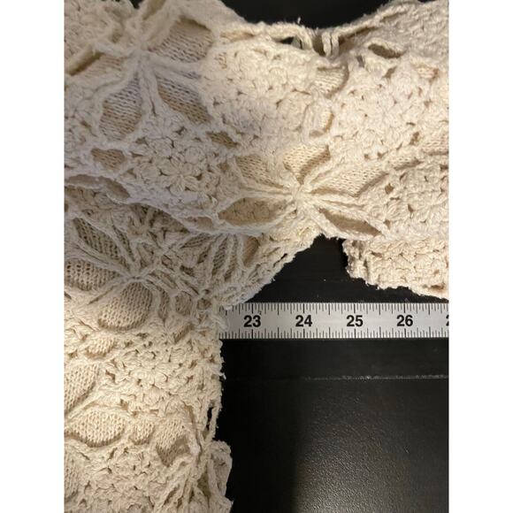 Vintage Honors Women Sweater 20W Cream Silk Blend Floral Crochet Cottagecore 90s - Picture 4 of 6